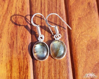 Handmade Labradorite Earrings | Silver Plated Boho Dangle Jewelry