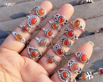 Minimalist Carnelian Ring, Wholesale Handmade Gemstone Ring, Boho Statement Jewelry Collection