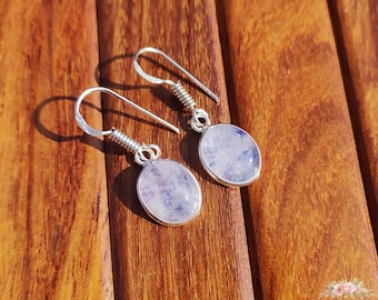 Natural Rainbow Moonstone Earrings | Silver Plated Women Ring, Gift Jewelry