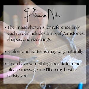 May include: A close-up of jewelry-making tools and a partially completed necklace on a wooden surface. The image includes the text "Please Note" and additional details about the product. The tools include pliers and wire cutters.