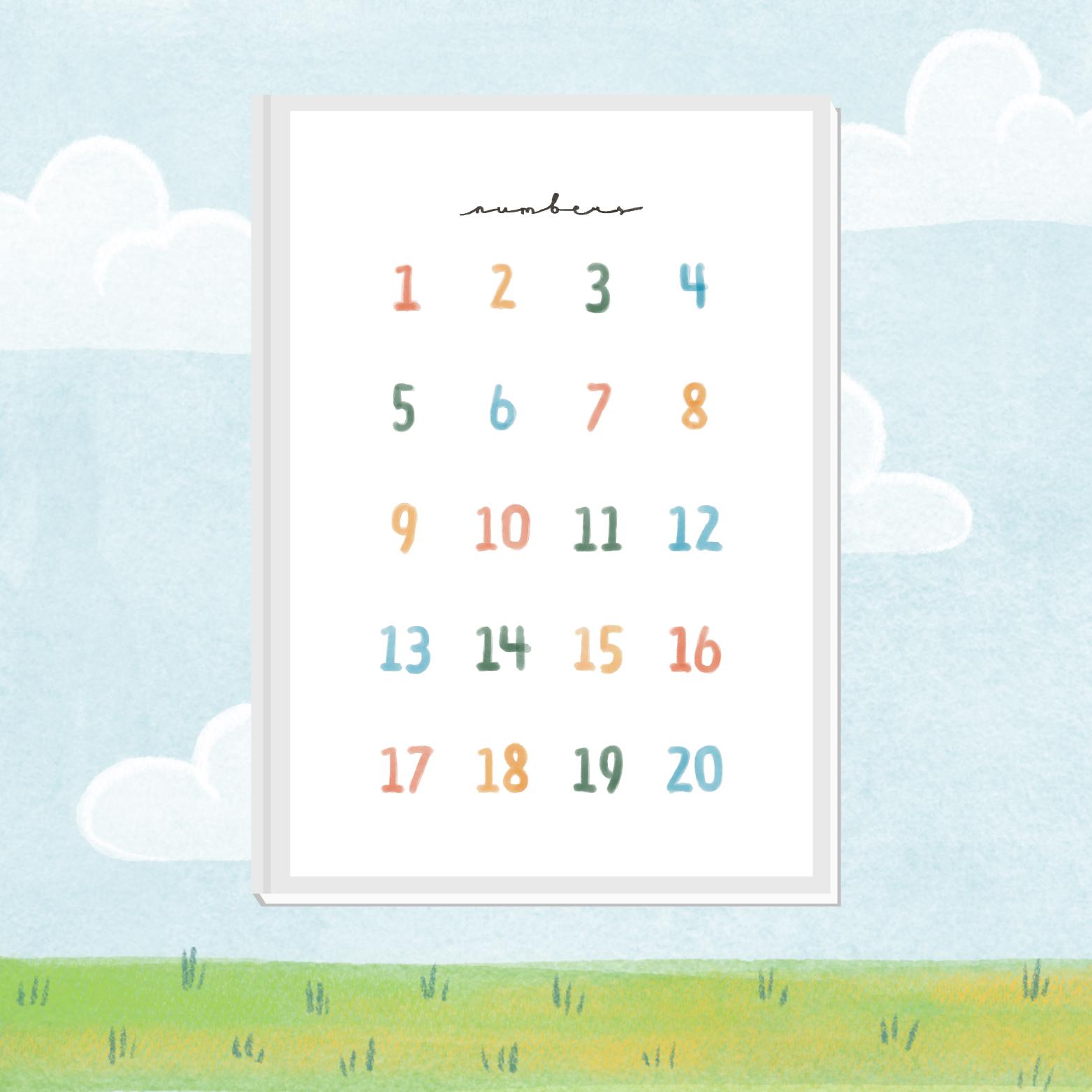 Numbers Poster Watercolor: Number 1-20 (digital Download) - Etsy