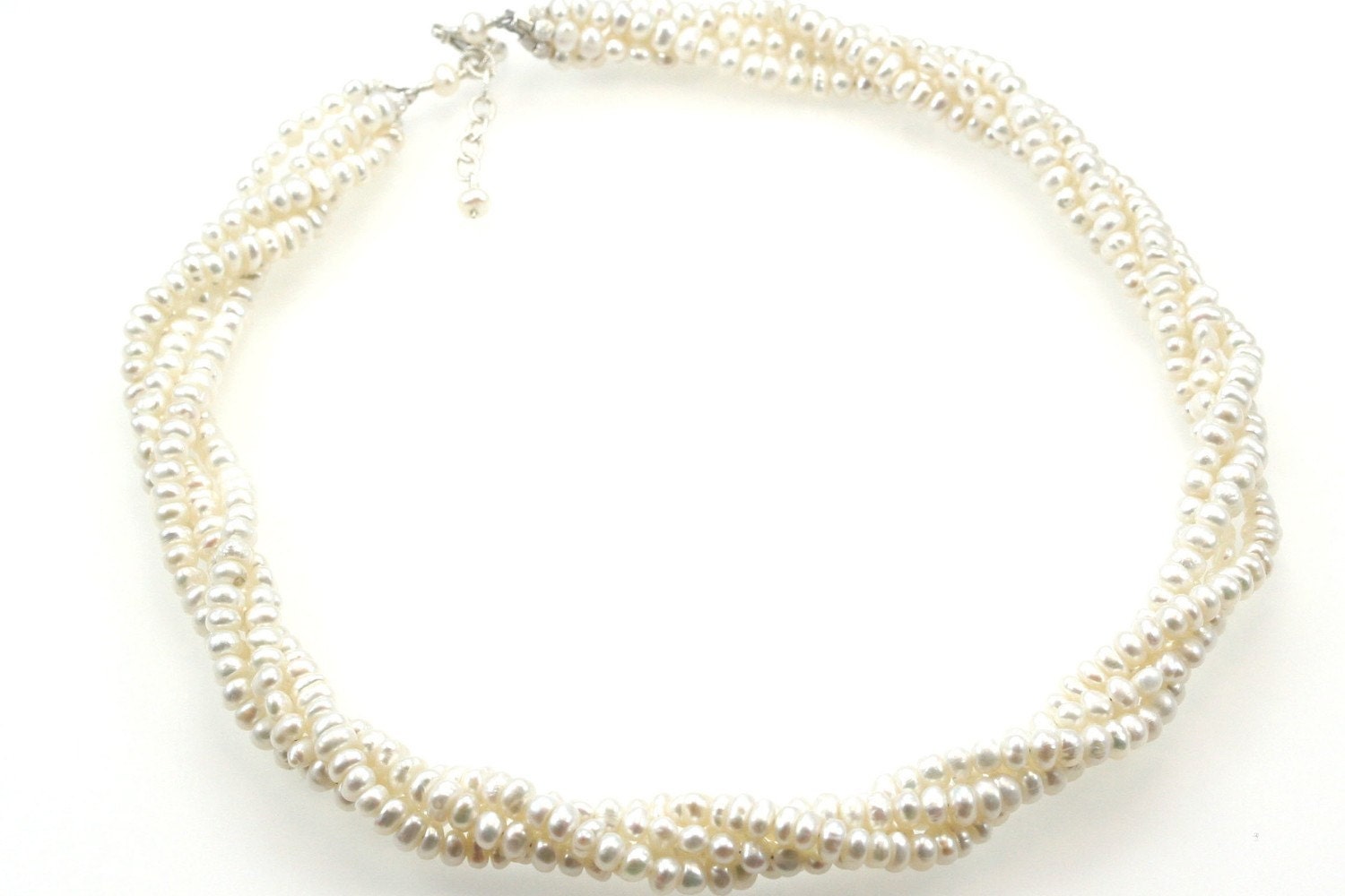 Freshwater Pearl Twist Necklace Cream Etsy