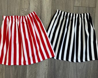 Falda pirata para niñas - Falda de crucero Disney, bebé, niña, preadolescente, falda a rayas en blanco y negro, rojo y blanco, azul marino y blanco, 6 m - 14