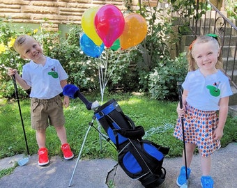 Girl Golf shirt and/or skirt, golf POLO personalized name, coral and blue, argyle SKIRT, baby, toddler, 6m 18m 24m 2T 3T 4T 5 6 7 8 10 12