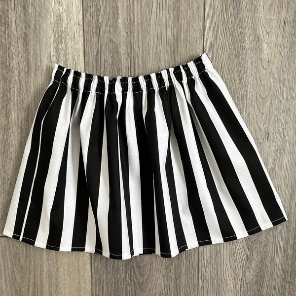 Girls pirate skirt - Halloween skirt, baby, girl, tween black white striped skirt, 3m 6m 12m 18m 24m 2T 3T 4T 5T 6 7 8 10 12 14 16