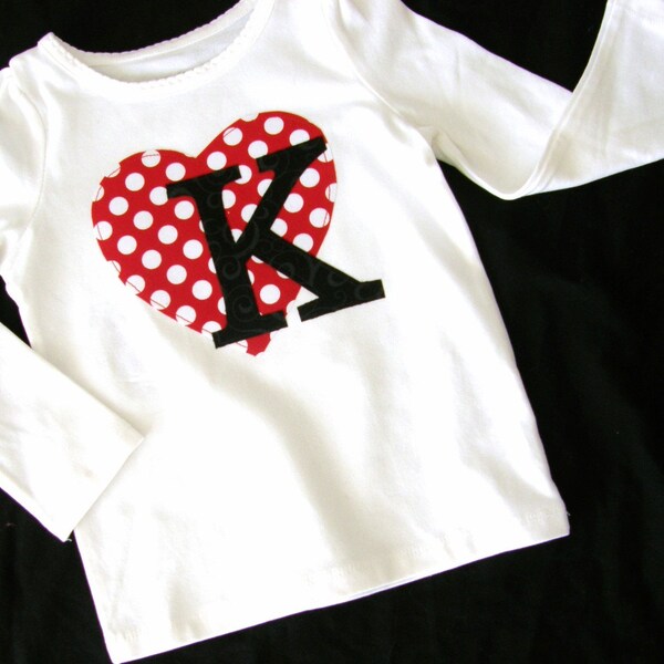 Michael Miller designer fabric - SHIRT with personalized birthday number or initial applique sizes NB - 16 fun for Valentines