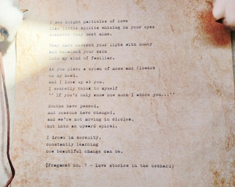 Schreibmaschine Liebesgedicht Geschenk für Ihn | Vintage Schlüssel Charm, gealtert Papier Buchstabe