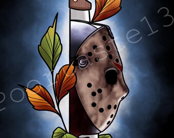 13x24 inch Jason Voorhees canvas print from Friday the 13th