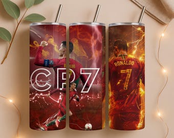 CR7 Danymet Sport Tumbler Wrap: Fiery Soccer Star 20oz Skinny Tumbler