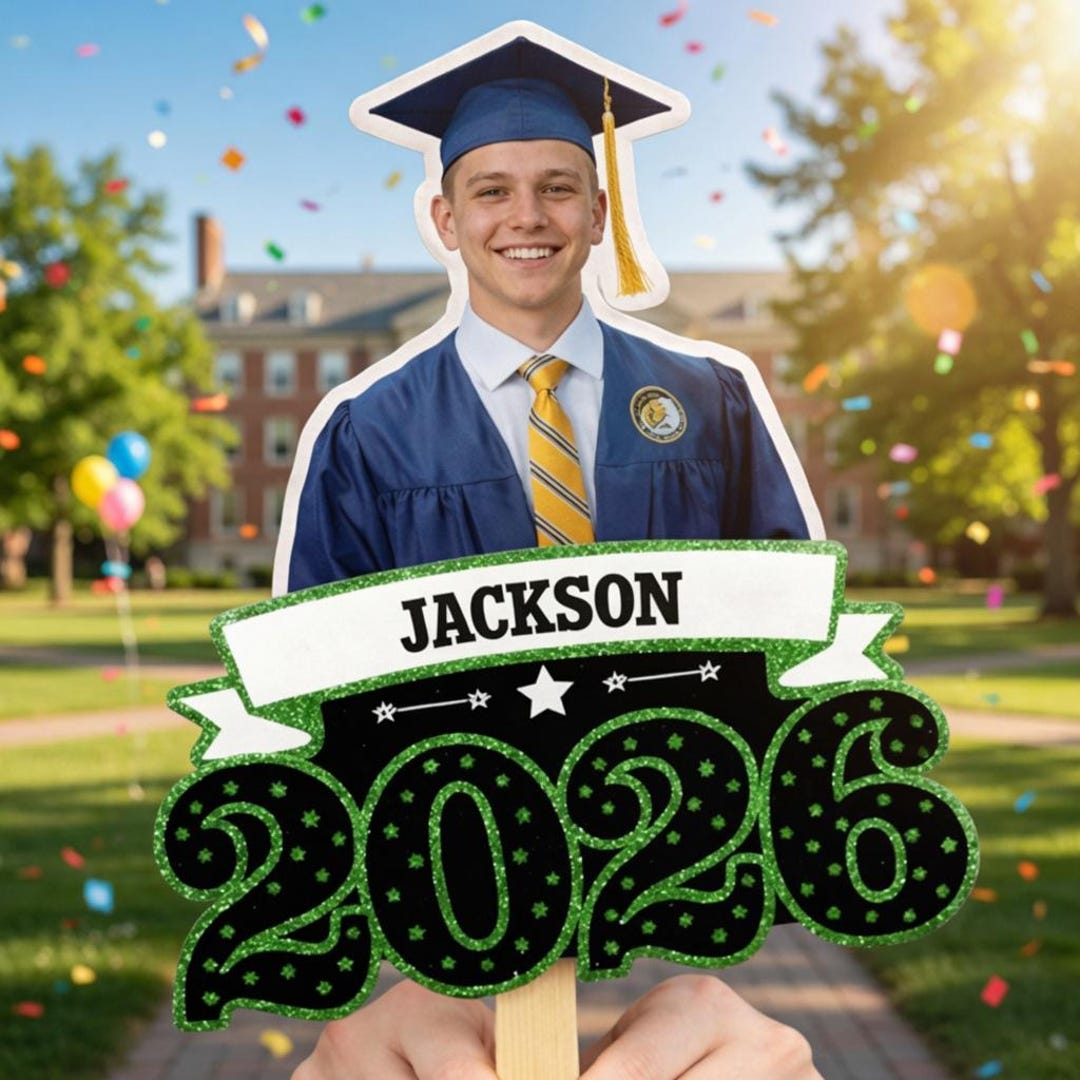 Graduation Handle Class of 2026 Graduation Fans With Wooden Handle, Custom Photo ...