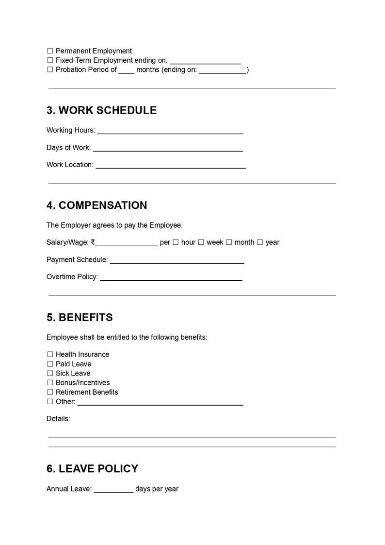 Employment Contract DOC PDF, Job Agreement Template - Etsy
