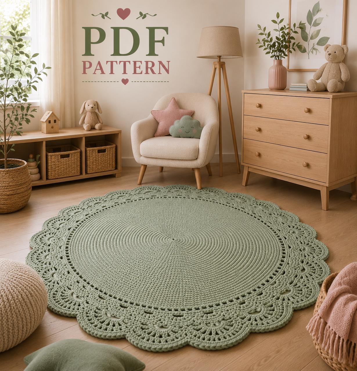 Rug Patterns.pdf Crochet Lace Edge Rug Pattern PDF, Large Round Rug Tutorial, Boho Floor ...