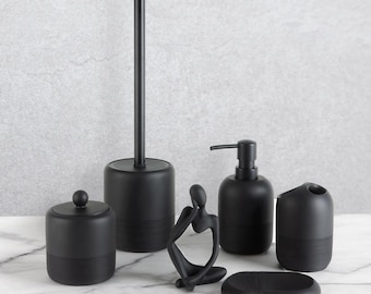 1 Set 3 Pezzi Set di Accessori da Bagno in Ceramica, Dispenser per Lozione, Bicchiere e Portasapone, Perfetto per la Decorazione del Bagno o Come Regalo, Accessori da Bagno, Organizer da Bagno