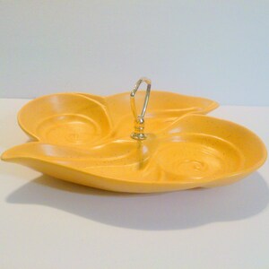 Vintage Mid Century Orangs Ceramic Divided Serving Dish