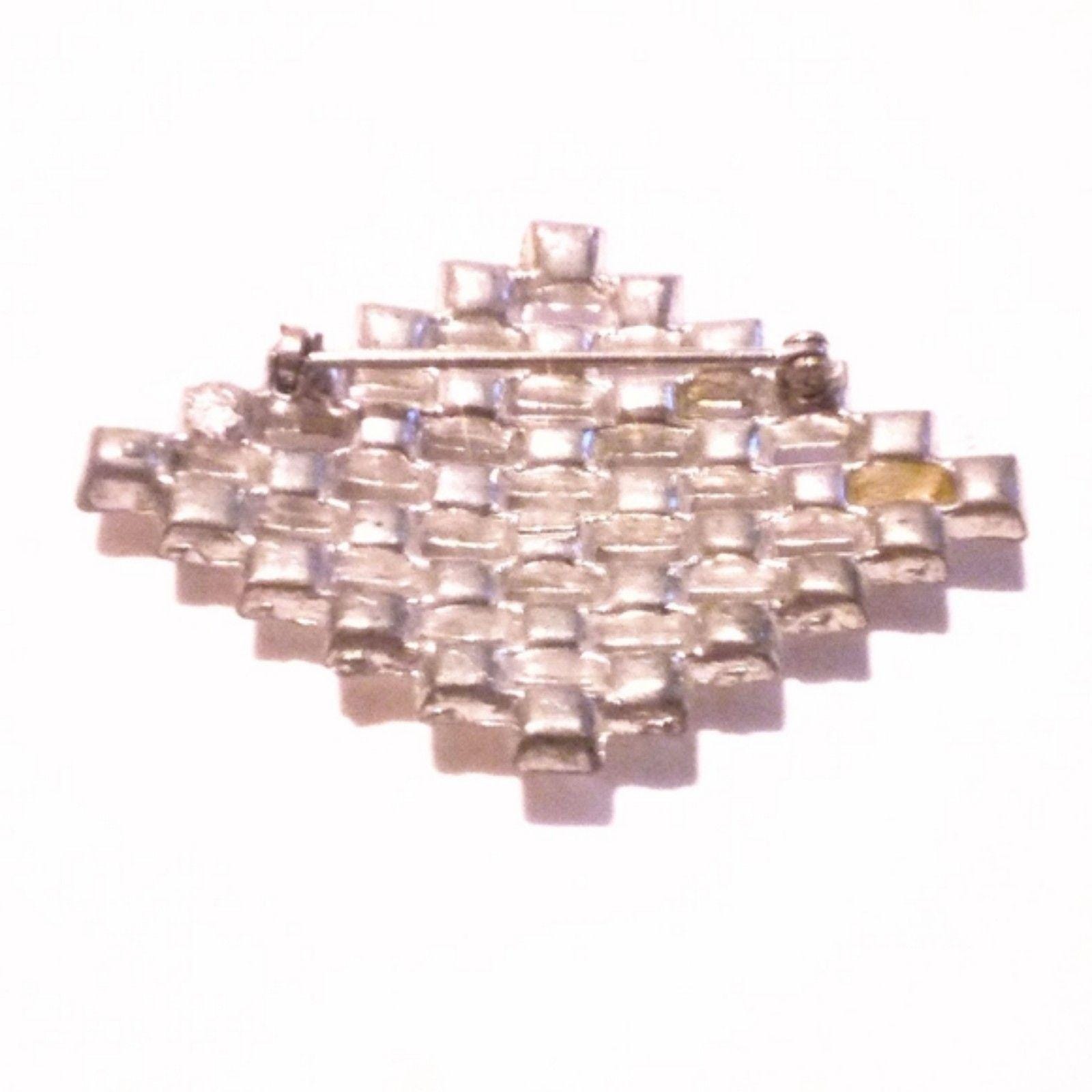 Broche Vintage Barrette Strass Argentée - Longueur 4,1 Cm, Occasion, Origine France
