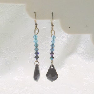 Shades of Blue Crystal Drop Pierced Earrings