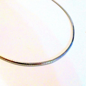 Vintage Thin Silver Tone Omega Link Chain Necklace