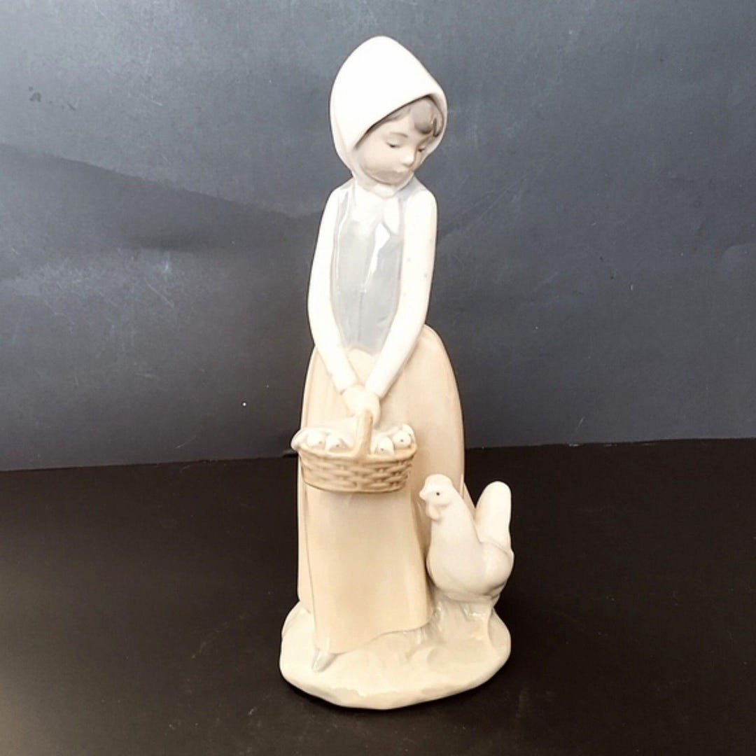Lladro NAO Girl With Chicks and Hen Porcelain Figurine - Etsy