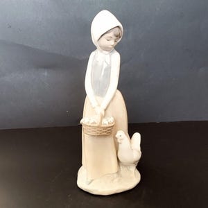 Lladro NAO Girl With Chicks and Hen Porcelain Figurine