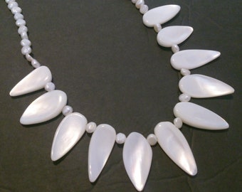White Freshwater Pearl and Mother of Pearl Beaded Necklace