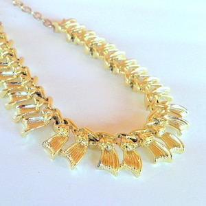 Vintage Mid Century Gold Tone Fancy Link Choker Necklace