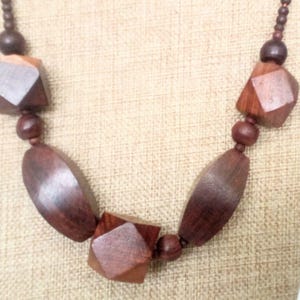 Vintage Boho Inspired Chunky Wood Bead Necklace
