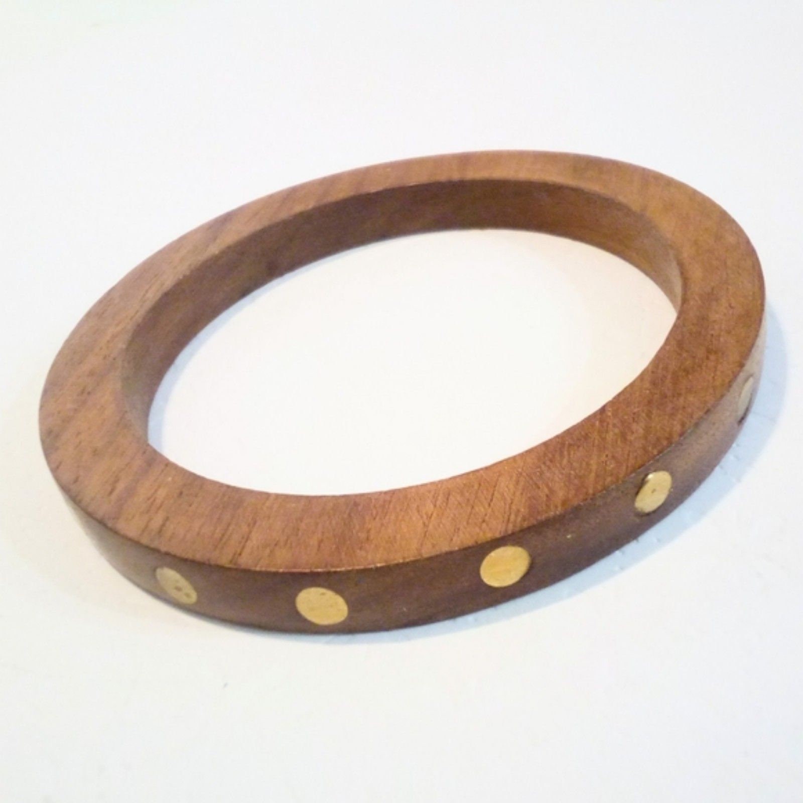 WOOD BANGLE 145T ウッドバングル Vintage Brass Studded Wood Bangle Bracelet - Etsy
