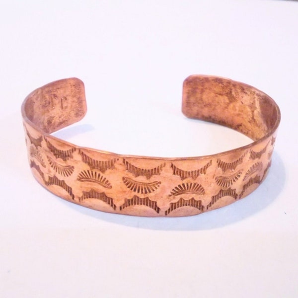 Vintage Southwestern Themed Copper Cuff Bracelet