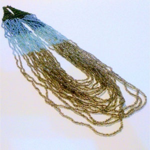 Vintage Tri Color Long Seed Bead Torsade Necklace