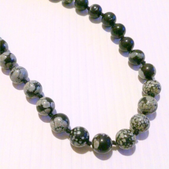 Vintage Hand Knotted Snowflake Obsidian Gemstone … - image 4