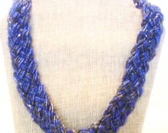 Vintage Purple Seed Bead Braided Necklace