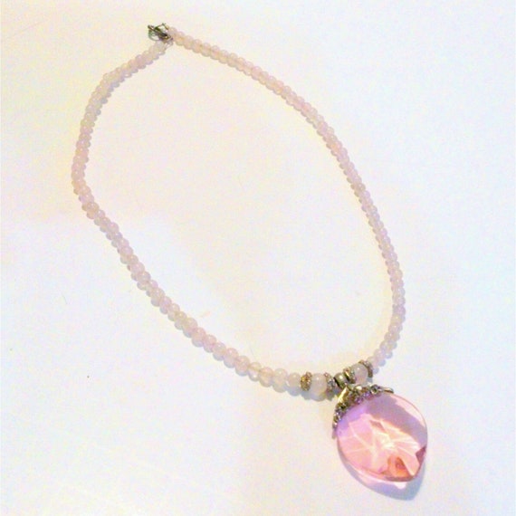 Vintage Rose Quartz and Pink Glass Crystal Beaded… - image 4