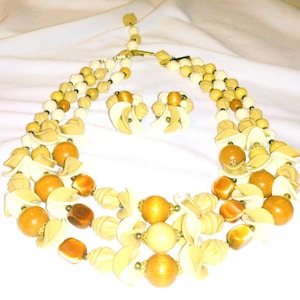 Vintage West Germany Multi Strand Necklace and Earring Demi