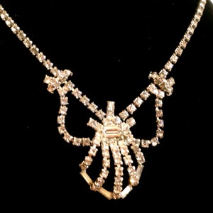 Vintage MaARIANNE Silver Tone Rhinestone Statement Choker Necklace