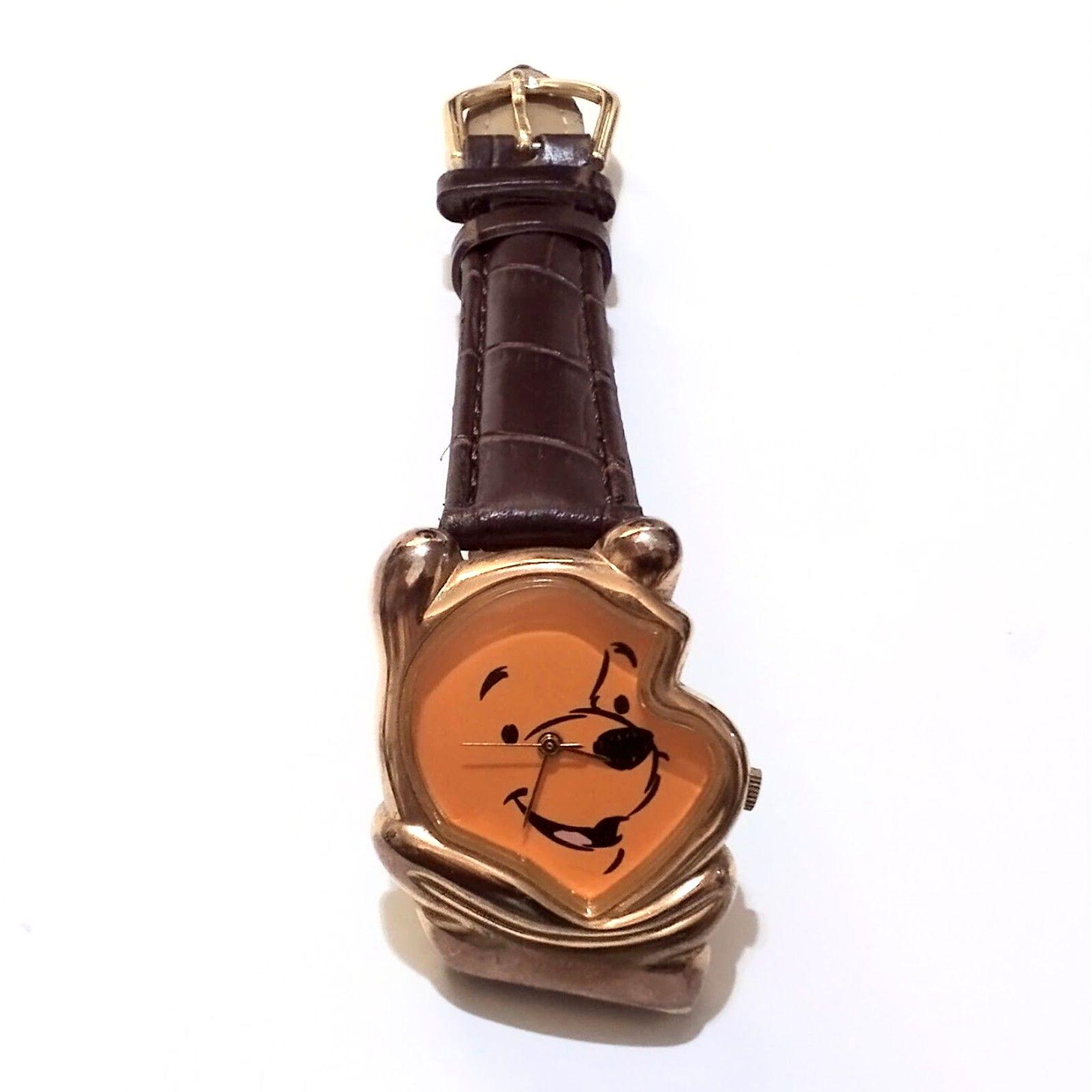 Brown Leather Old Fashioned Winnie-the-Pooh and piglet Wristwatch with Gold Case Winnie the Pooh Vintage Wrist Watches - Etsy main image 4