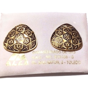 Vintage New Old Stock Spanish Damascene Toledo Pierced Earrings