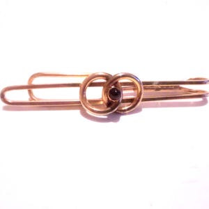 Vintage Gold Tone Red Cabochon Tie Bar Clip