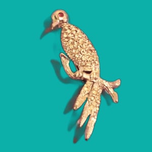 Vintage Pave Rhinestone Silver Tone Bird Brooch