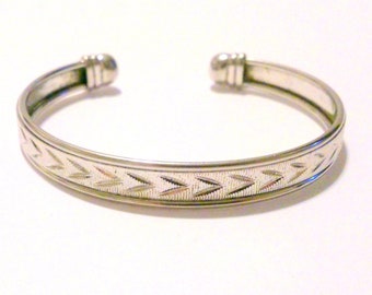 Silver Tone Diamond Cut Cuff Bracelet