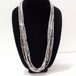 Vintage Multi Strand Long Pastel Tube Bead Necklace