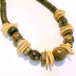 Boho Inspired Multi Colored Chunky Wood Bead Necklace