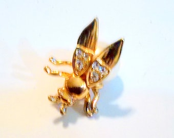 Vintage Faux Pearl Fly Brooch with Flutter Wings