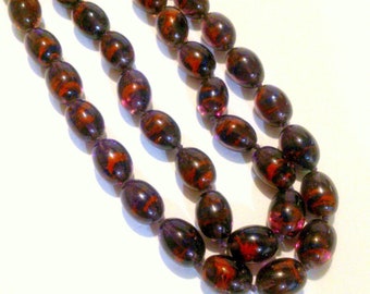 Vintage Les Bernard Hand Knotted Art Glass Beaded Necklace