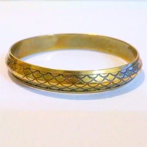 Vintage Schlangenleder Design Kupfer Armreif mit Prägung