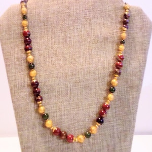 Multi Color Agate And Gemstone Beaded Necklace