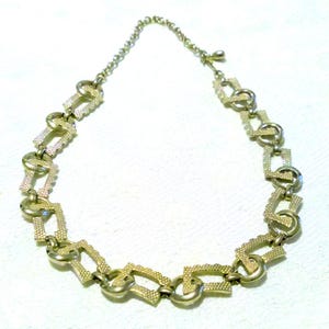 Mid Century Gold Tone Fancy Link Choker Necklace