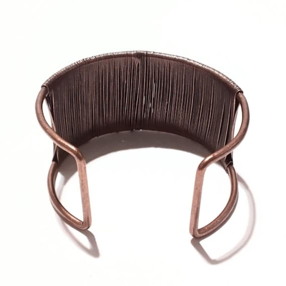 Wire Work Copper Cuff Bracelet Open Adjustable Ar… - image 4