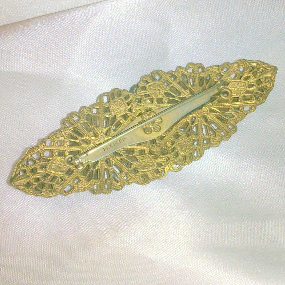 Vintage Faux Pearl Flower Bar Pin - image 5