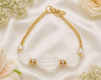 PARK LANE Frosted Bead Gold Tone Bracelet