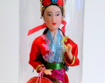 Vintage Ethnic Chinese Souvenir Doll in Original Case